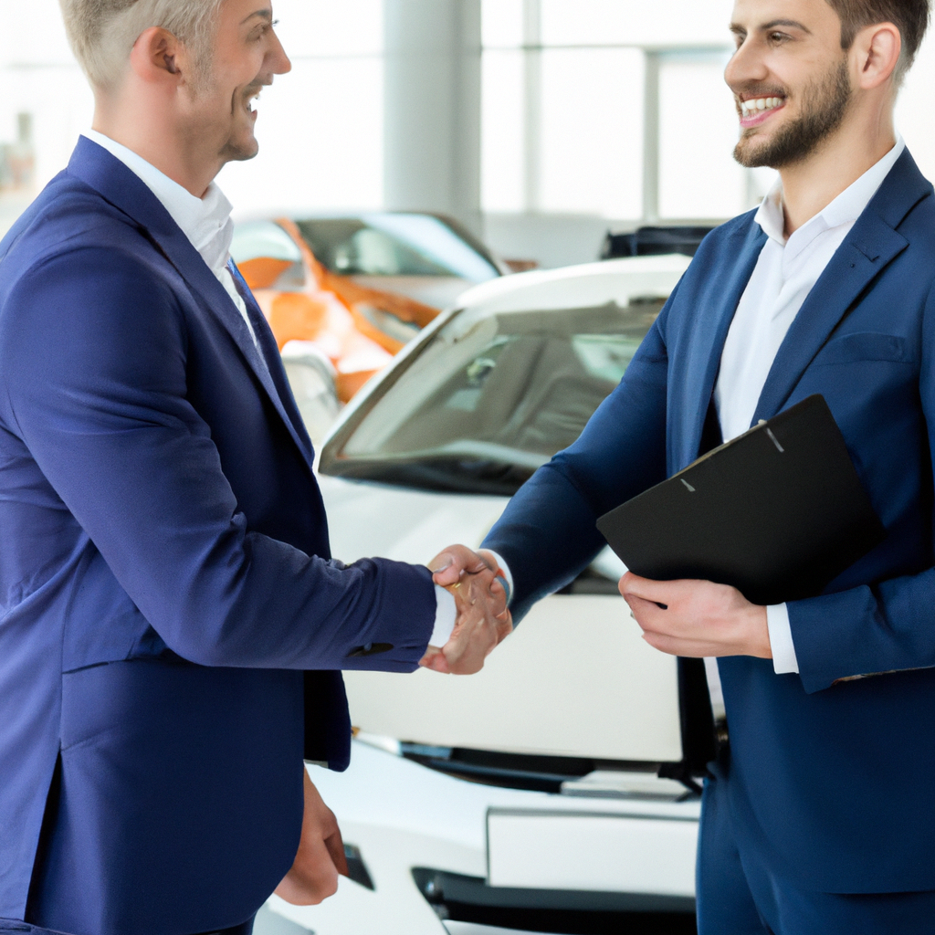 Vendedor profissional apertando mãos de cliente